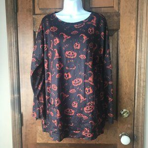 Halloween Tunic - Black with Scattered Orange Jack-o-Lanterns - Large